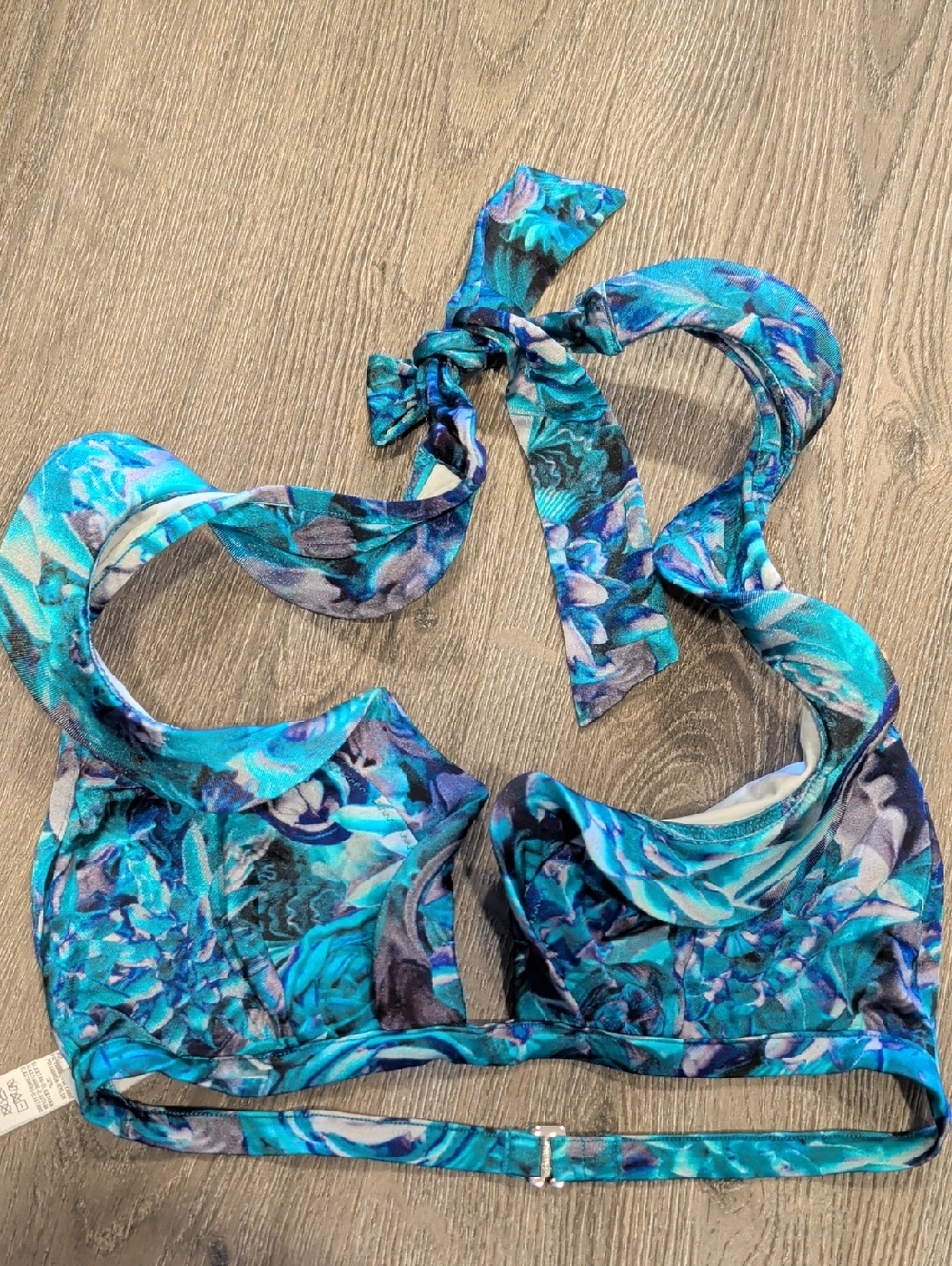 La Perla Blue Teal Floral Bikini Top